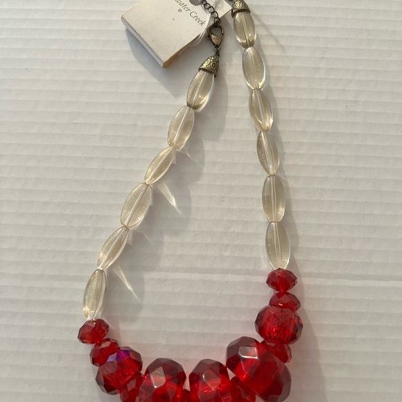 Coldwater Creek Red and Gold Statement Necklace - Picture 4 of 6
